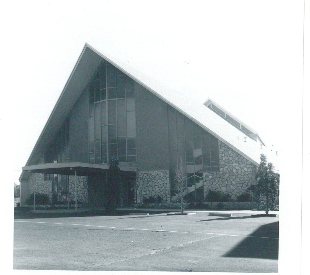 Historic A-frame building at Grace Church